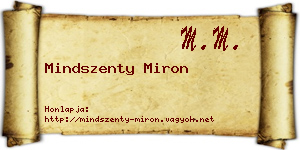 Mindszenty Miron névjegykártya